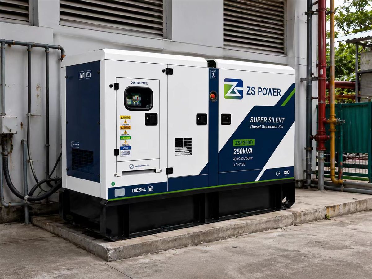 200kW 250kVA low-noise silent generator set at customer site